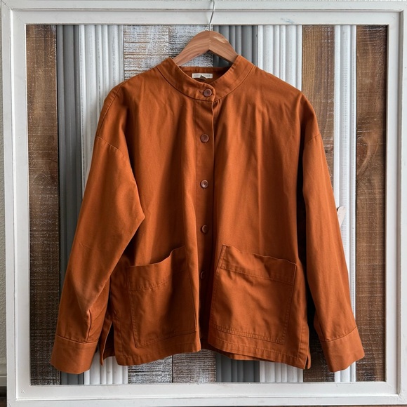 Eileen Fisher Rust Button-Front Utility Jacket - Picture 5 of 10